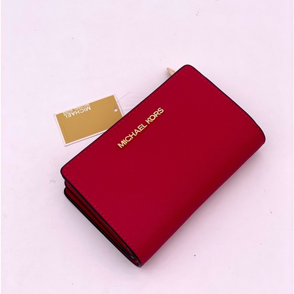 Michael Kors Jet Set Travel Medium Bifold Wallet Electronic Pink - Picture 9 of 15